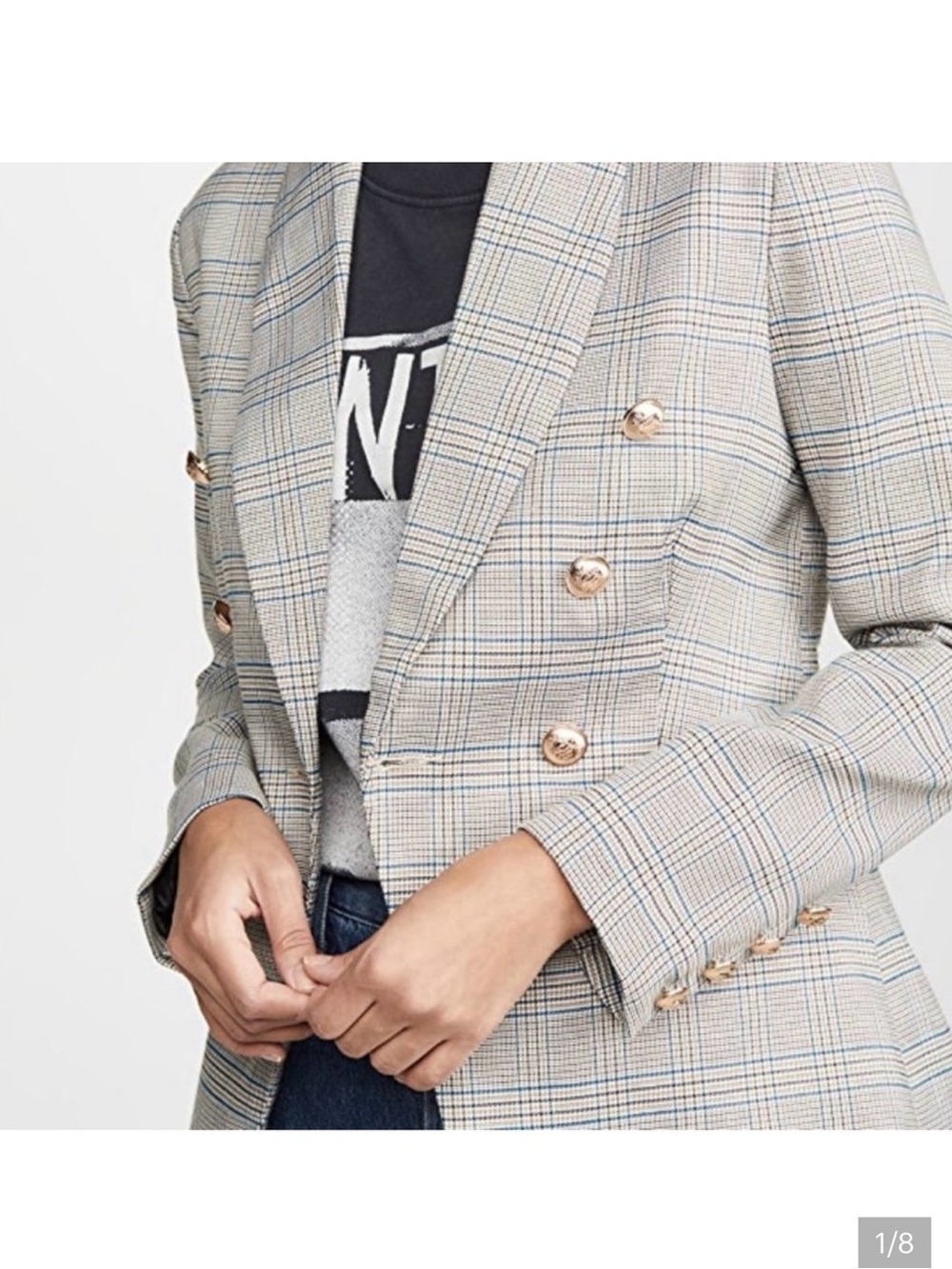 Lioness Palermo Plaid Check Blazer‎ w/ Gold Buttons medium